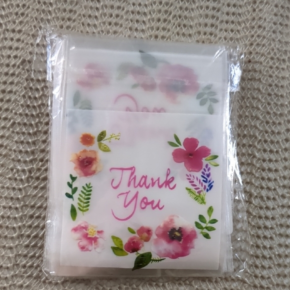 100 Count Floral Thank You Party Bags new - Picture 1 of 1